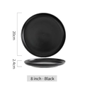 Nordic matte black ceramic dinner plate 8-inch round serving tray with matte finish - 8 inch / Black