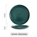 Nordic matte ceramic 10 inch dinner plate in dark green 25cm diameter tray - 10" / Dark Green