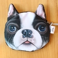 Mini porte-monnaie en peluche Boston Terrier avec design noir et blanc mignon - Bouledogue