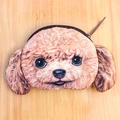 Mini porte-monnaie en peluche tête de chien Teddy marron avec fermeture éclair - Chien Teddy