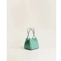 Borsa a secchiello minimalista verde menta in pelle PU con manici e trama a grana - Verde Acqua
