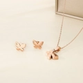 Set di gioielli a farfalla in oro rosa con collana di strass e orecchini a lobo coordinati - Oro Rosa Collana+Orecchini