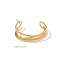 Bracciale rigido aperto in acciaio inossidabile placcato oro 18k con onde intrecciate - Stile Intrecciato a Tre Linee (JC-24328-9-1) / 3mm / Oro