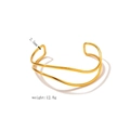 Bracciale rigido aperto in acciaio inossidabile placcato oro 18k con linee ondulate - Stile Ondulato a Doppio Strato (JC-24328-9-2) / 2.5mm / Oro
