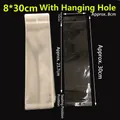 Clear OPP long packaging bags with hanging hole 8x30cm for kids hair clips - Approximately 100 Sheets Per Bundle Approximately 8*30 Cm