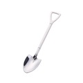 Polished shovel-shaped stainless steel dessert spoon on a clean white background - Silver Pointed Shovel