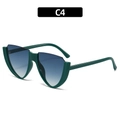 Occhiali da sole cat-eye a V semicerchio verdi con lenti blu sfumate modello C4 - Montatura Verde Lenti Blu Sfumato