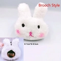 Cute white plush bunny brooch with pink blush, 7x8.5cm size with metal pin closure - Blush White Bunny Brooch Style