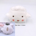 Plush lamb brooch with pink blush and embroidered details, measuring 6cm by 6cm - Little Lamb Original (Open Back)