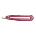 Détail de la barrette en acétate rose avec strass brillants fixés aux deux extrémités - Fuchsia