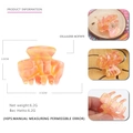 Mini acetate hair claw clip with orange marble pattern showing dimensions and material details - Striped Orange