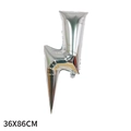 Silver lightning bolt foil balloon for party decor measures 36x86CM with metallic finish - Silver Lightning