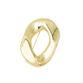 Broche dorado geométrico irregular con acabado metálico pulido sobre fondo blanco - 6cmx4cm / Dorado - Grande