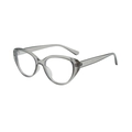 Retro grey translucent cat eye sunglasses with high quality acetate frame and metal core - Transparent Grey Frame Blue Light Blocking Lens