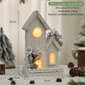 Maison de Noël blanche en bois avec LED et texture neige, taille 26x14x10cm - B7550 Maison en Bois Blanche