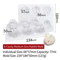 6-cavity rabbit silicone mold for Easter cakes and DIY jelly, white medium size - 6-Cavity Medium Rabbit