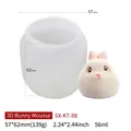 3D rabbit silicone mold with white translucent finish and small bunny figure - Single 3D Rabbit Mold KT-88