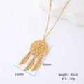 Collier attrape-rêves doré en acier inoxydable avec plumes sur fond de pierre blanche - Style Attrape-Rêves Flocon Rond (Style 4)