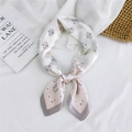 Elegant ivory satin square scarf with paisley print and pink border detail - Pink Paisley Frame / 70cm