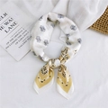 Elegant paisley square silk scarf in beige and yellow tied as a necktie knot - Yellow Paisley Frame / 70cm