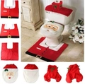 Kerstman toiletbrilhoes set met mat en reservoirdracht in feestelijk rood ontwerp - Kerstman