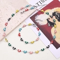 Bunte Mondauge-halskette Und Armband (stahlfarbe) | 1 Set/paket / 13 X 7 Mm (länge: 440–450 + 50 Mm Und 170 + 50 Mm)