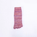 Pink purple cotton blend five-toe yoga socks in a mid-calf length displayed on white background - Pink Melange