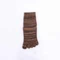 Brown striped five-toe yoga socks made of cotton knit material on white background - Brown Melange Stripes