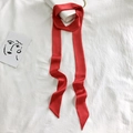 Solid red slim satin ribbon scarf for handbag handle or hair styling decoration - 200cm / Red