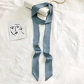 Solid blue slim silk scarf for handbag handle and hair styling decoration - 200cm / Fresh Blue
