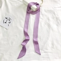 Light purple narrow satin scarf tied on a gift box for hair or bag handle decoration - 200cm / Taro Purple