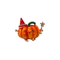 Spilla zucca di Halloween in smalto con cappello rosso di strass e bacchetta a stella - Zucca con Cappello / SG0043