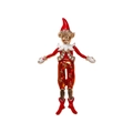 Festive Christmas elf brooch in red and gold enamel finish with sparkling rhinestones - RW0140