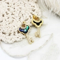 Exquisite 18k gold plated butterfly key pendants with abalone shell and zircon accents - Key 12.5*23.5mm
