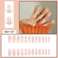 Long checkerboard heart pattern press-on nail kit with 24 pieces in pink and nude tones - SGCY-207 Nude Pink White French Heart Plaid Style