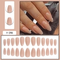 Glossy almond shaped press-on nails in nude skin tone, 24-piece full set for women - Glue Type / Skin Color Almond Shape Solid Color (Y-298)