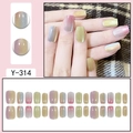 Rainbow cat eye press-on nails with pink blue gradient shimmer effect set of 24 pieces - Pink Yellow Blue Gradient Cat Eye Effect (Y-314)