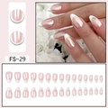 30pcs aurora white French tip almond press-on nails with pink base set model FS-29 - FS-29 Pink Base White Tip
