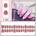 Unghie finte rosa cat eye con sfumatura blush e motivi floreali, set da 24 pezzi - Fiore Bianco Sfumato Rosa Rosso (Y-304)