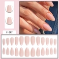 Set of 24 nude almond-shaped press-on nails with polished finish model Y-297 - Glue Type / Nude Pink Almond Shape Solid Color (Y-297)