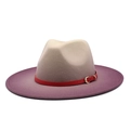 Fedorahut mit Farbverlauf von Beige zu Violett und elegantem rotem Lederband für Damen - Lila (Farbverlauf)
