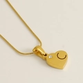 18K gold plated heart pendant necklace with crystal and crescent moon cut-out detail - Letter C