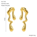 Unregelmäßige Wassertropfen-Ohrringe aus 18K vergoldetem Edelstahl, 39mm Länge - 18K Gold / Gold