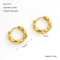 Aros de acero inoxidable bañados en oro de 18k con diseño trenzado de 15mm de diámetro - Estilo Trenzado de 15 mm de Diámetro (1741)