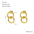 Interlocked 18k gold plated stainless steel double hoop earrings for women style 1582 - Smooth Double Ring Style (ZYG1582)