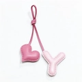 Ciondolo per borsa in pelle fatto a mano con cuore e lettera Y in rosa per donna - Rosa Chiaro con Cuore Rosa