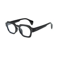 Lunettes de soleil rétro noires à monture ovale épaisse avec détails de rivets style - Monture Noire Verres Anti-lumière Bleue
