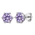 Macro view of 925 sterling silver six-prong setting with a brilliant purple moissanite - Light Purple (1CT*2)