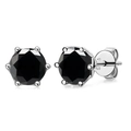 Close-up of S925 sterling silver stamp and 1 carat black moissanite stud earrings - Black (1CT*2)