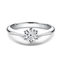 Anillo clásico de plata S925 con moissanita de 2ct y montura de seis garras en blanco - US 5 / Blanco (1ct)